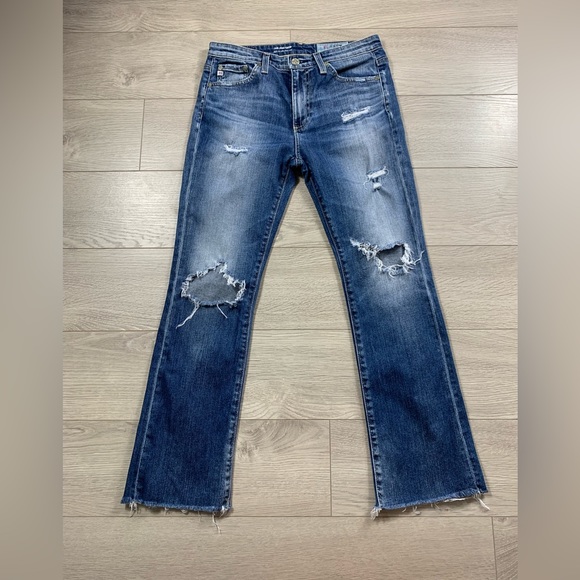 AG The Jodi High Rise Slim Flare Crop Distressed Jeans - Picture 2 of 12